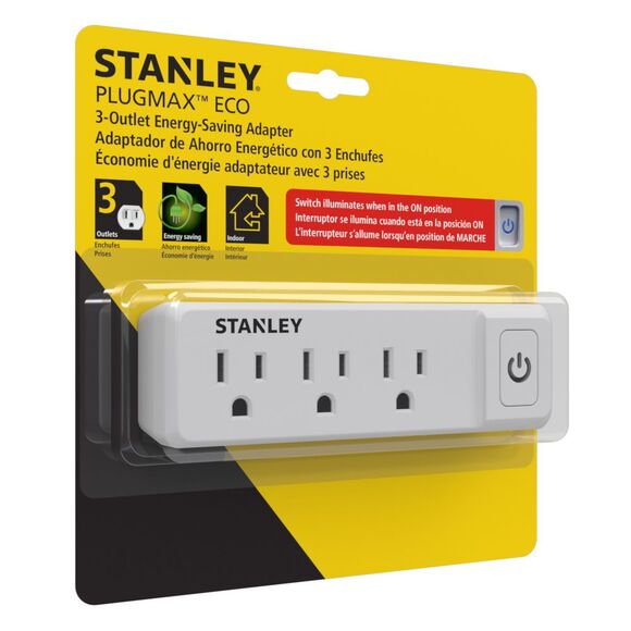 Stanley PlugMax ECO 3-Outlet Wall Adapter 30316 – 3-Pack | Lighted On/Off Switch - Picture 3 of 6
